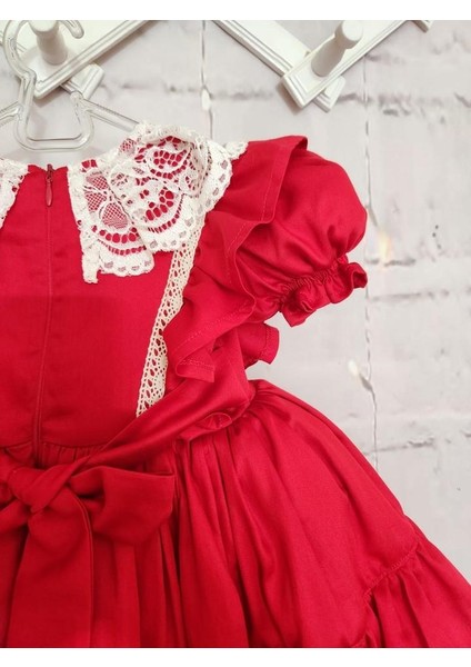Kırmızı Krem Vintage Kız Bebek Elbisesi,doğum Günü Elbise, Fotoğraf Çekim Elbise,0-12 Yaşa Uygun fiyatları