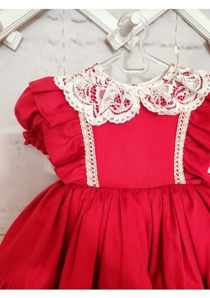 Kırmızı Krem Vintage Kız Bebek Elbisesi,doğum Günü Elbise, Fotoğraf Çekim Elbise,0-12 Yaşa Uygun modelleri