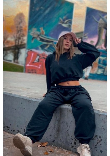 Şardonlu Eşofman Altı Kışlık Içi Pamuklu Erkek / Kadın Unisex Ultra Bol Beli Lastikli Çift Cepli