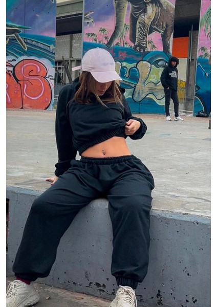 Şardonlu Eşofman Altı Kışlık Içi Pamuklu Erkek / Kadın Unisex Ultra Bol Beli Lastikli Çift Cepli fiyatları