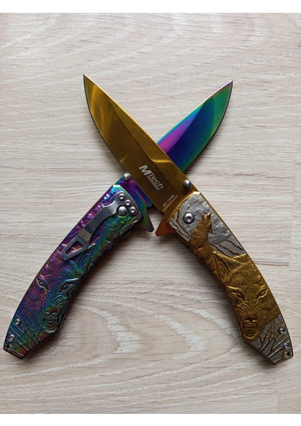 Çakı Gold Kurt Desenli Full Metal Bıçak indirimleri
