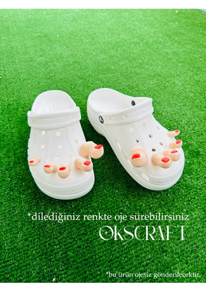 Crocs Terlikler Için Oje Sürülebilir Eğlenceli Parmak Seti - Crocs Charm - Rozet