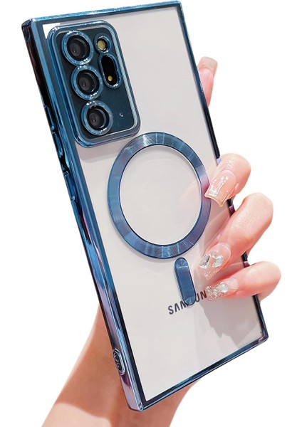 Samsung Galaxy Note 20 Ultra Kılıf Kamera Lens Korumalı Renkli Magsafe Şeffaf Silikon Lacivert
