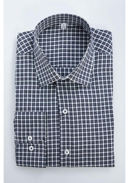 Moda Gömlek Yaka Ekose Uzun Kol Regular Fit Kolay Ütülenebilir Erkek Ekose Smart Gömlek