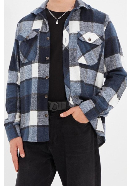 Moda Gömlek Yaka Ekose Uzun Kol Regular Fit Çift Cepli Kışlık Kareli Ekose Oduncu Ceket Gömlek