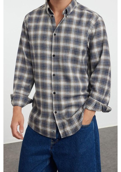 Moda Düğmeli Yaka Ekose Uzun Kol Regular Fit Ekose Desenli Unisex Oduncu Flanel Gömlek