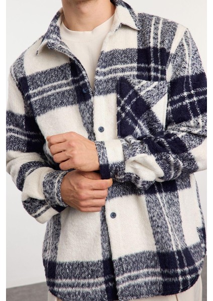 Moda Gömlek Yaka Ekose Uzun Kol Unisex Oversize Fit Kışlık Kareli Oduncu Gömlek Ceket