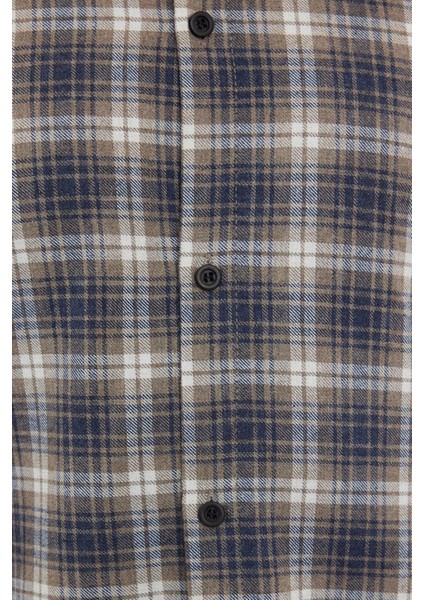Moda Düğmeli Yaka Ekose Uzun Kol Regular Fit Ekose Desenli Unisex Oduncu Flanel Gömlek