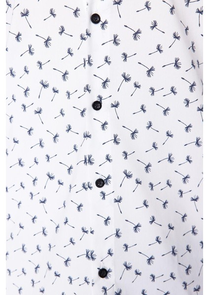 Moda Gömlek Yaka Geometrik Uzun Kol Desenli Slim Fit Erkek Erkek Gömlek fırsatları