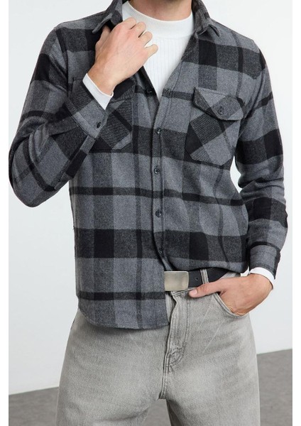 Moda Gömlek Yaka Ekose Uzun Kol Regular Fit Kışlık Kareli Oduncu Gömlek Ceket