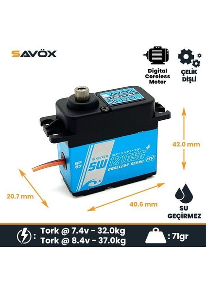 SW1210SGP Digital Servo Coreless Motor With Soft Start High Voltage Su Geçirmez Çelik Dişli