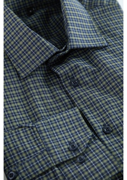 Moda Gömlek Yaka Ekose Uzun Kol Regular Fit Kolay Ütülenebilir Erkek Ekose Smart Gömlek