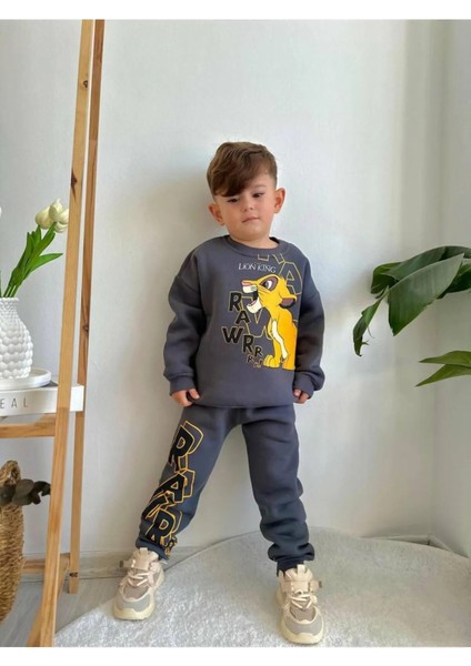 Aslan Kral Detaylı Kışlık Erkek Çocuk Tarz Eşofman Takımı