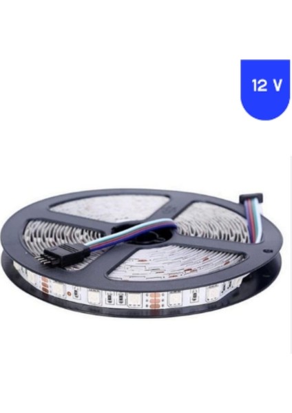 12 Volt 60 LED Silikonsuz IP20 Rgb 5050 Smd Şerit LED Iç Mekan 5 Metre fiyatları