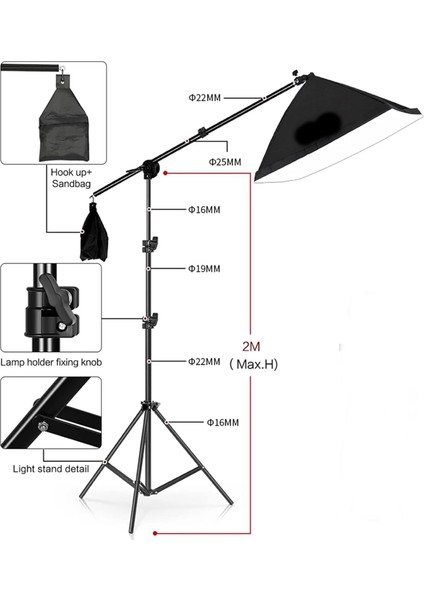 Ürün Reklam Stüdyo Video Fotograf 5'li LED Sürekli Işık Seti + 200 x 200 cm Arka Plan Fon Tutucu fiyatları
