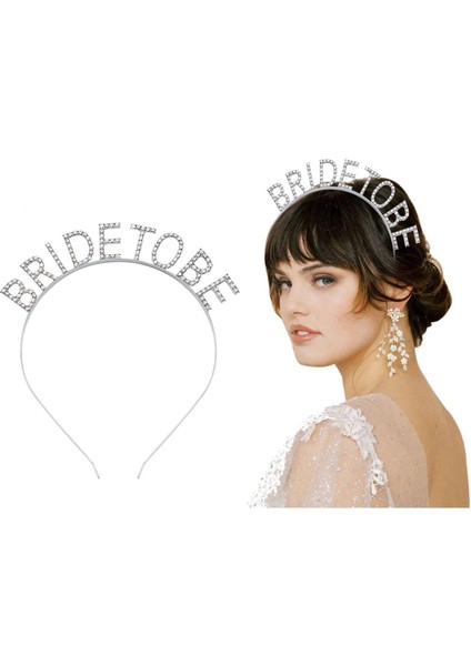 Gümüş Kaplama Kristal Taşlı Bride To Be Gelin Tacı 16x17 Cm