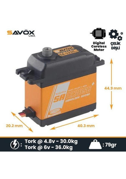 SA1230SGP Digital Servo Coreless Motor With Soft Start High Voltage Çelik Dişli