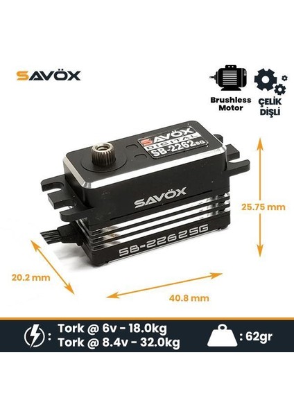 SB2262SG Digital Servo Brushless Motor High Voltage Çelik Dişli