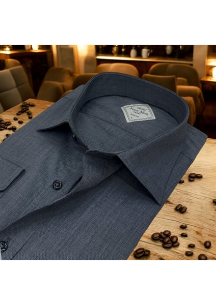 Slim Fit Dar Kesim Düz Erkek Pamuk Gömlek