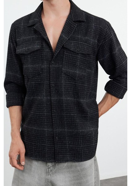 Moda Gömlek Yaka Ekose Uzun Kol Oversize Kışlık Kareli Ekose Oduncu Cepli Gömlek