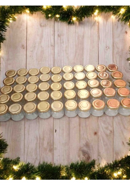 50 Adet Gold Kapaklı 40CC Küçük Cam Kavanoz Bal Kavanozu