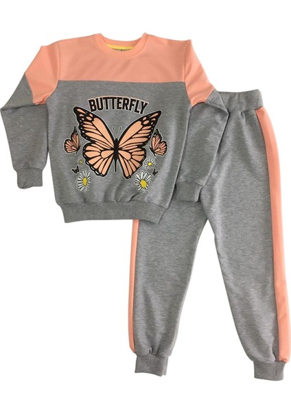 Kız Çocuk Şardonlu Turuncu Butterfly Kelebek Desenli Yanları Şeritli Uzun Kollu Pijama Takımı fırsatları