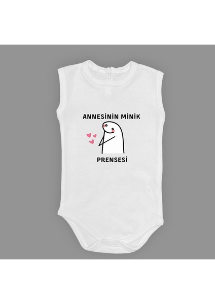 Annesinin Minik Prensesi Kalpli Baskılı Bebek Body Zıbın Çıtçıtlı Badi