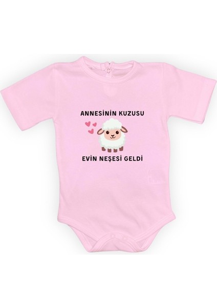Annesinin Kuzusu Neşesi Geldi Baskılı Bebek Body Zıbın Çıtçıtlı Badi