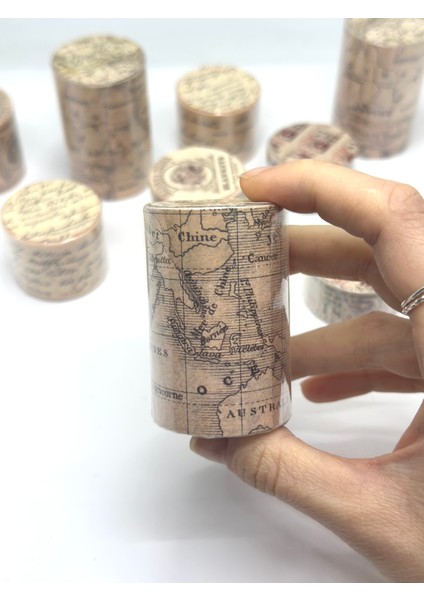 4'lü Retro Washi Tape Sticker/ Bant (4 Adet Farklı Ölçülerde)