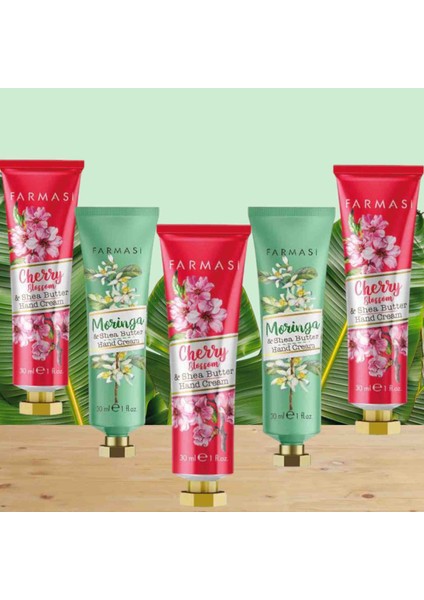 Moringa Özlü 30 ml El Kremi +Kiraz Çiçeği Özlü 30 ml El Kremi ( 5 Li Set )