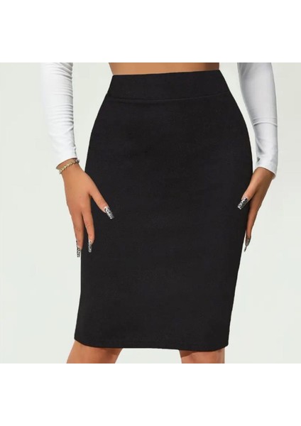 Butik Nis Yırtmaç Detaylı Kalem Etek