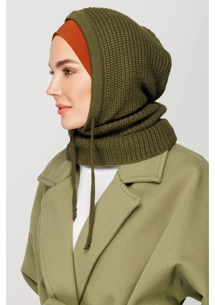 Asker Yeşili Balaclava Triko Başlık