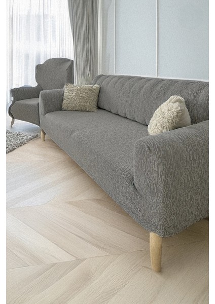 Baqdo Jakarlı Çubuk, Düz Desen 3+3+1+1 Lastikli Koltuk ,kanepe ,çekyat Örtüsü ,kılıfı Esnekli 3311 Takımı