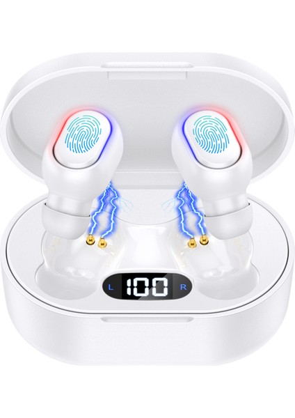 AUT114 Tws Bluetooth Kulaklık A8S - Ekran Göstergeli - Kablosuz - Ios ve Android Uyumlu - Şarj Kutulu - White