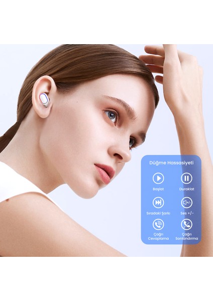 AUT114 Tws Bluetooth Kulaklık A8S - Ekran Göstergeli - Kablosuz - Ios ve Android Uyumlu - Şarj Kutulu - White