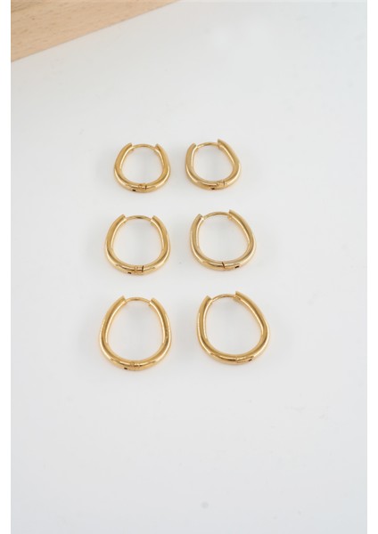 Kadın 316 L Çelik Anti Alerjenik Damla Model 3 Boy 1.8cm / 2.2 cm /2.5 cm Klipsli 6'lı Set Küpe fiyatları