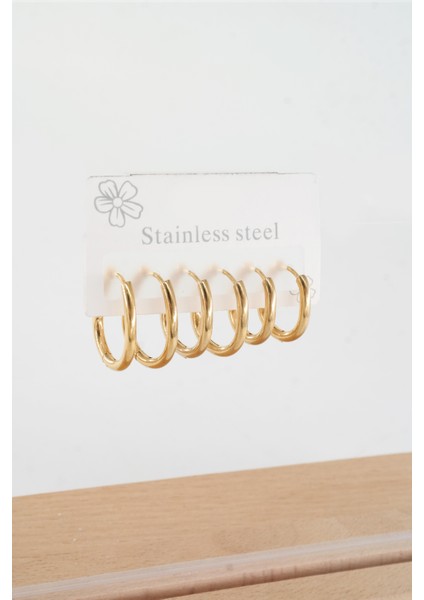 Kadın 316 L Çelik Anti Alerjenik Damla Model 3 Boy 1.8cm / 2.2 cm /2.5 cm Klipsli 6'lı Set Küpe modelleri