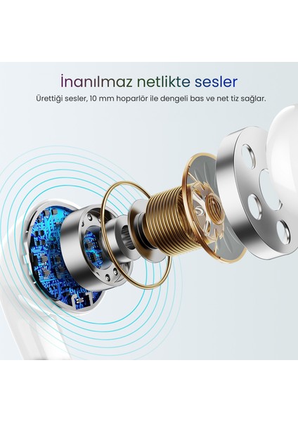 AUT119 Tws Bluetooth Kulaklık LTW-006 - Kablosuz - Ios ve Android Uyumlu - Taşınabilir Şarj Kutulu - White