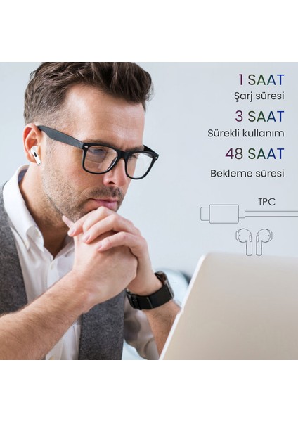 AUT119 Tws Bluetooth Kulaklık LTW-006 - Kablosuz - Ios ve Android Uyumlu - Taşınabilir Şarj Kutulu - White