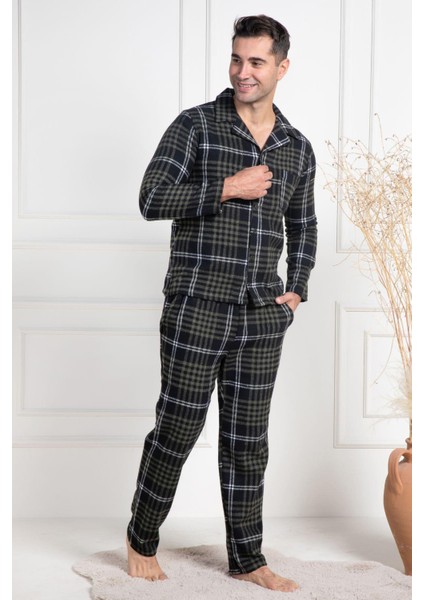 Mecit 2950 Yeşil Ekoseli Büyük Beden Kışlık Erkek Pijama Takımı