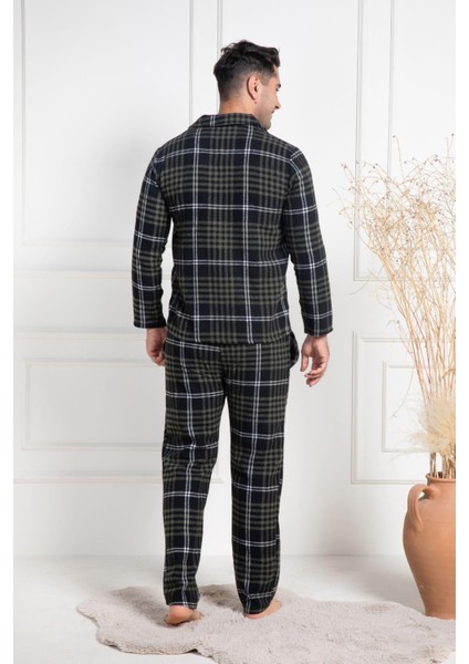 Mecit 2950 Yeşil Ekoseli Büyük Beden Kışlık Erkek Pijama Takımı