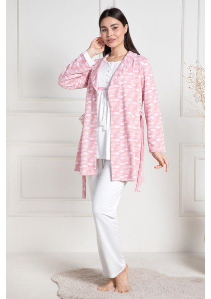 Mecit 6100 Pembe Sabahlıklı Şardonlu Hamile Lohusa Pijama Takımı