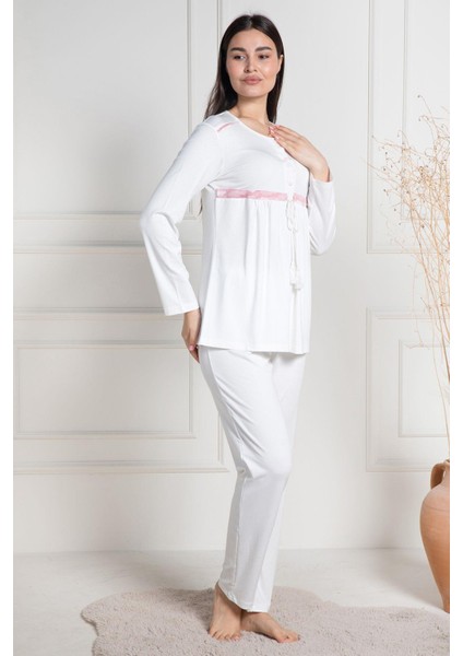 Mecit 6100 Pembe Sabahlıklı Şardonlu Hamile Lohusa Pijama Takımı