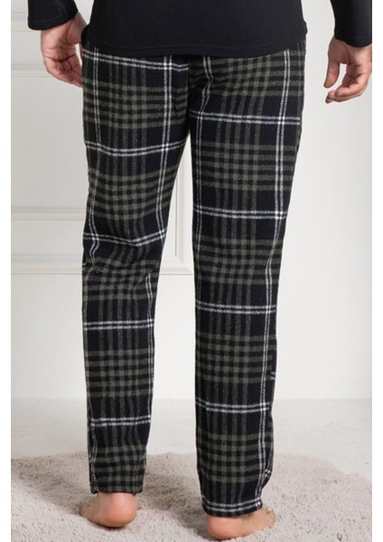 Mecit 3025 Yeşil Ekoseli Erkek Kalın Tek Alt Pijama