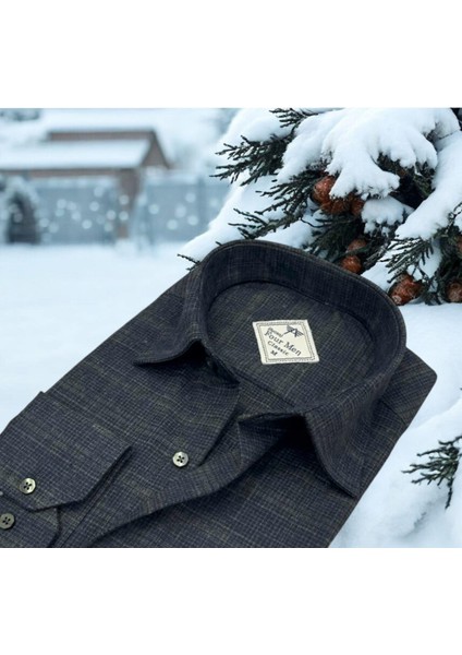 Kışlık Pamuklu Flanel Uzun Kollu Erkek Gömlek (Regular Kalıp)