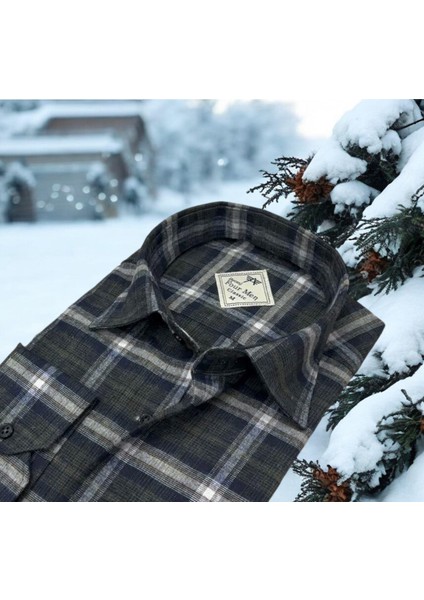 Kışlık Pamuklu Flanel Uzun Kollu Erkek Gömlek (Regular Kalıp)