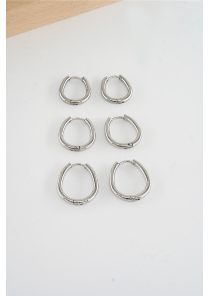 Kadın 316 L Çelik Anti Alerjenik Damla Model 3 Boy 1.8cm / 2.2 cm /2.5 cm Klipsli 6'lı Set Küpe fiyatları