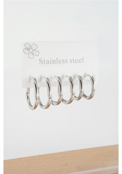 Kadın 316 L Çelik Anti Alerjenik Damla Model 3 Boy 1.8cm / 2.2 cm /2.5 cm Klipsli 6'lı Set Küpe modelleri