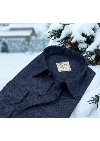 Kışlık Pamuklu Flanel Uzun Kollu Erkek Gömlek (Regular Kalıp)