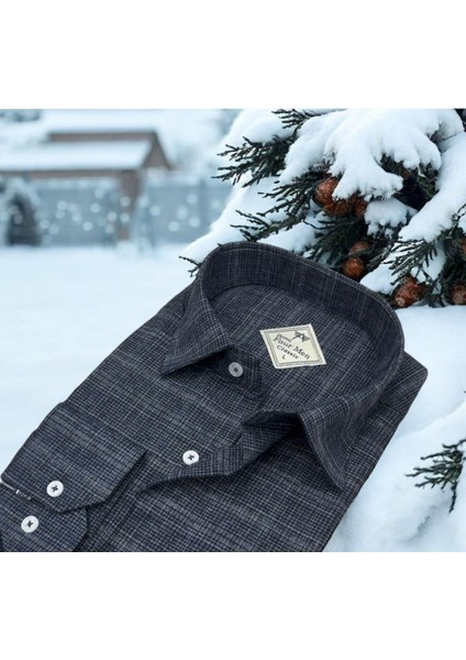 Kışlık Pamuklu Flanel Uzun Kollu Erkek Gömlek (Regular Kalıp)